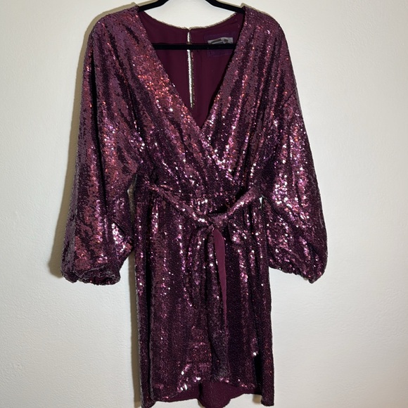 Anthropologie Lisabette Sequined Mini Dress Purple L - Picture 7 of 13